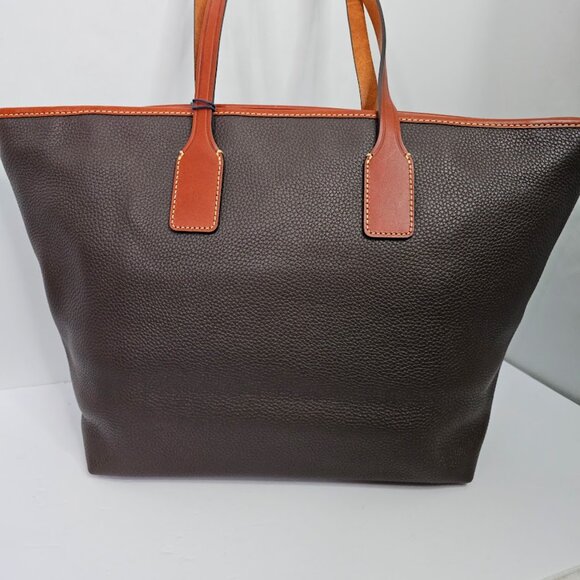 NWT DOONEY & BOURKE Tmoro Tote Bag DARK BROWN & COGNAC Leather Shopper Handbag - Picture 7 of 12